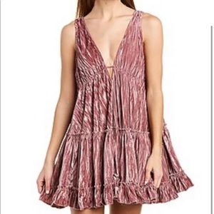 Free People Pleated plush swing dress